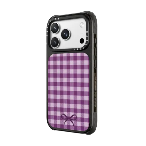 Gingham Purple | iPhone 18 Pro Max / Ultra Impact Case MagSafe Compatible - Glossy / Glossy Black | Image 2