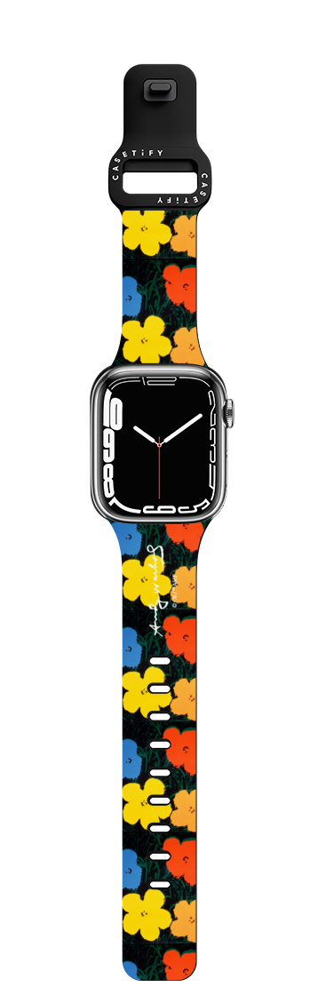 Flowers (c. 1965) Andy Warhol Watch Band | Apple Watch Series 7-9 (45mm) / Impact Band / Black | Image 1