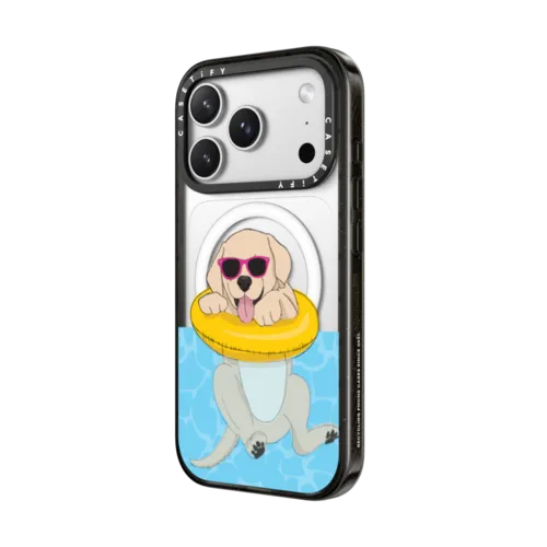Swimming Yellow Labrador | iPhone 17 Pro Max / Impact Case MagSafe Compatible / Black | Image 2
