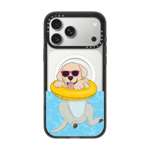 Swimming Yellow Labrador | iPhone 17 Pro Max / Impact Case MagSafe Compatible / Black | Image 1