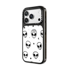 Cute White UFO Space Alien Drawing Pattern | iPhone 18 Pro Max / Impact Case MagSafe Compatible - Glossy / Glossy Black | Image 2