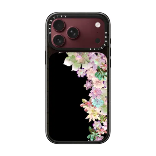 MY SUCCULENT GARDEN PEACH | iPhone 18 Pro Max / Impact Case MagSafe Compatible - Glossy / Glossy Black | Image 1