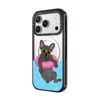 Swimming Frenchie (Black) | iPhone 17 Pro Max / Impact Case MagSafe Compatible / Black | Image 2
