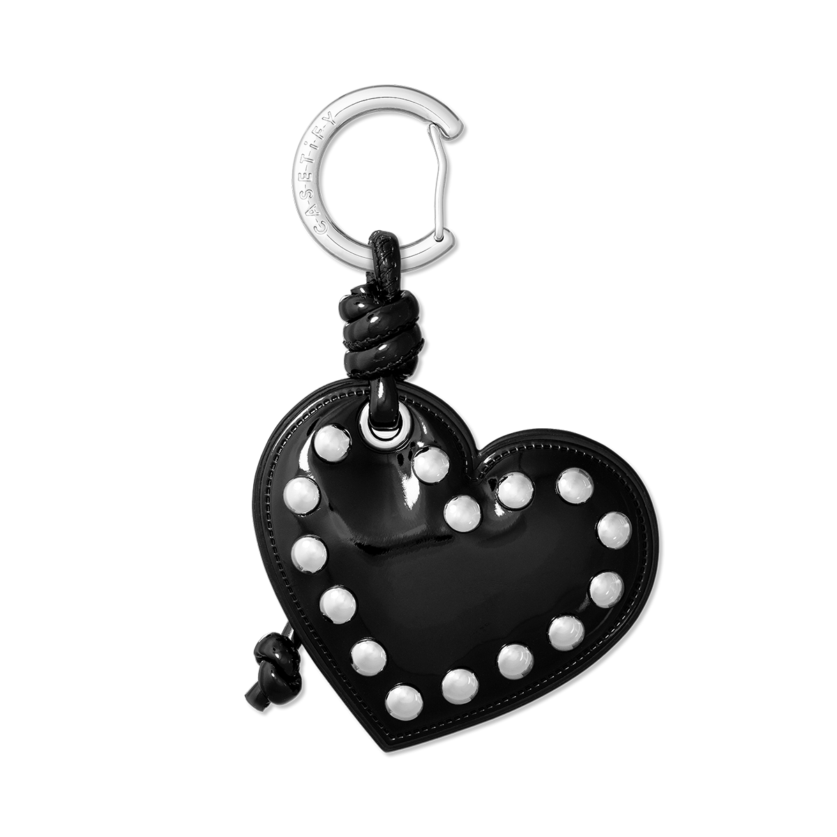Puffy Heart Bag Charm - Studded Black | Image 1