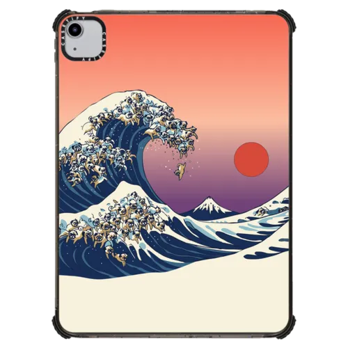 The great wave of pug | iPad Air (4th/5th gen) / iPad Impact Case / Black | Image 1