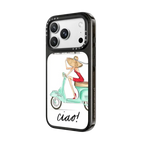 Ciao- Vespa Girl Milan Italy (fashion illustration transparent case) | iPhone 18 Pro Max / Impact Case MagSafe Compatible - Glossy / Glossy Black | Image 2