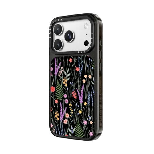 the meadow / floral watercolor illustration pattern on clear background | iPhone 18 Pro Max / Impact Case MagSafe Compatible - Glossy / Glossy Black | Image 2