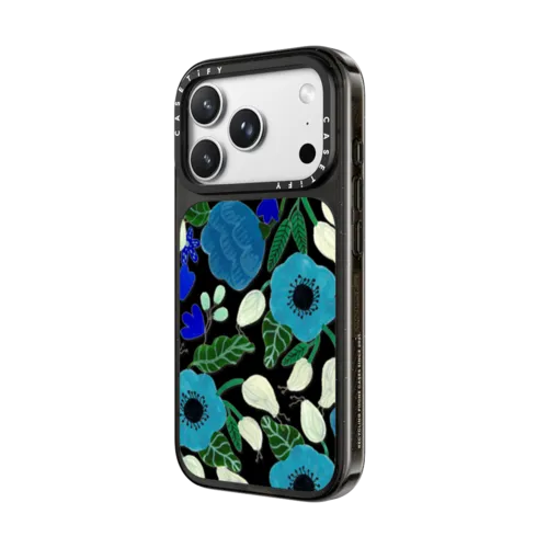 Blue Florals | iPhone 18 Pro Max / Impact Case MagSafe Compatible - Glossy / Glossy Black | Image 2