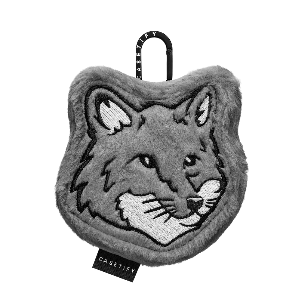 Maison Kitsuné Earbuds Plush Pouch (Grey)  | Image 1