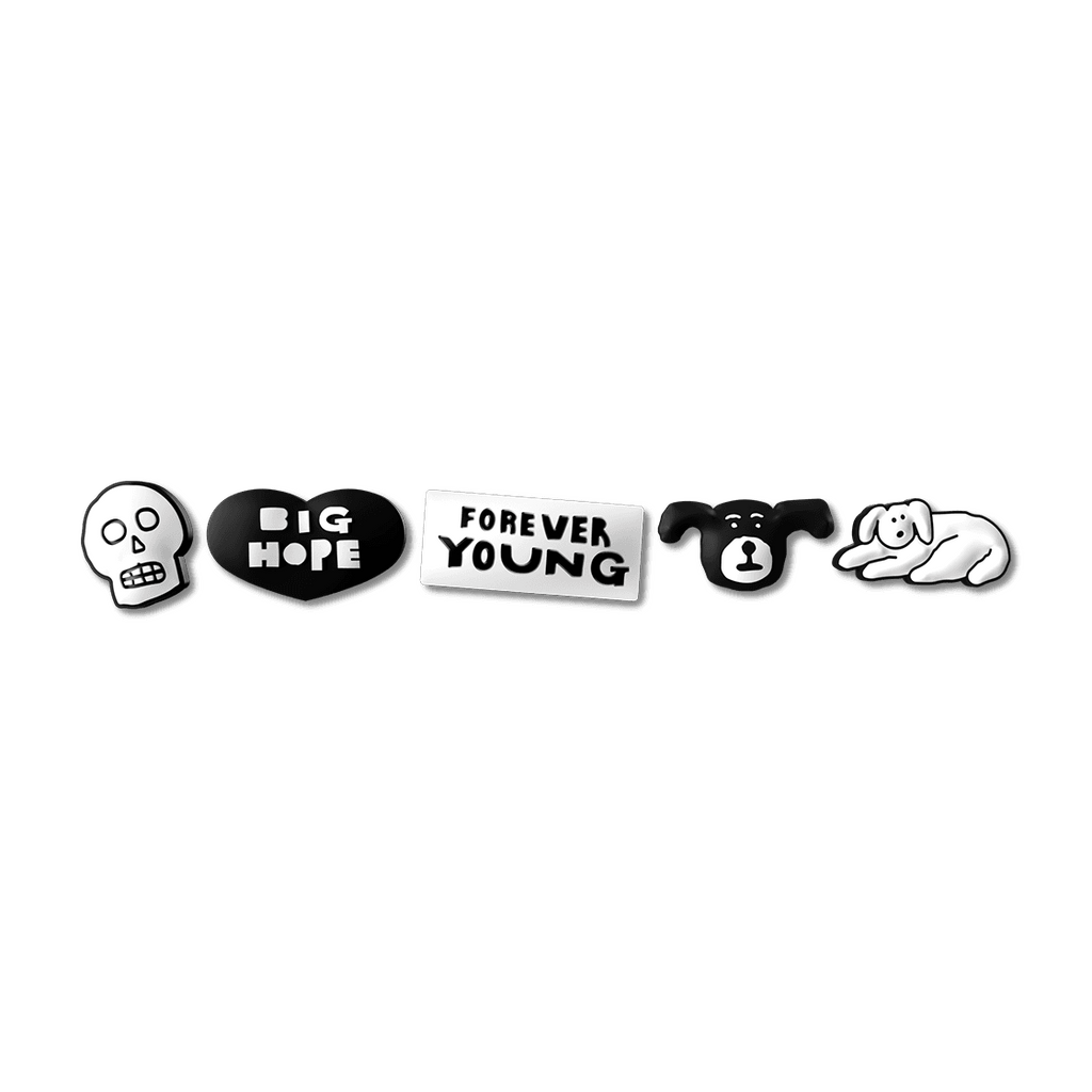 INAPSQUARE The Push-In Pin Set (Big Hope, Cute Dog, Forever Young, Sleepy Dog, White Skull) | Image 1