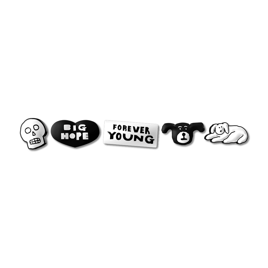 INAPSQUARE The Push-In Pin Set (Big Hope, Cute Dog, Forever Young, Sleepy Dog, White Skull) | Image 1