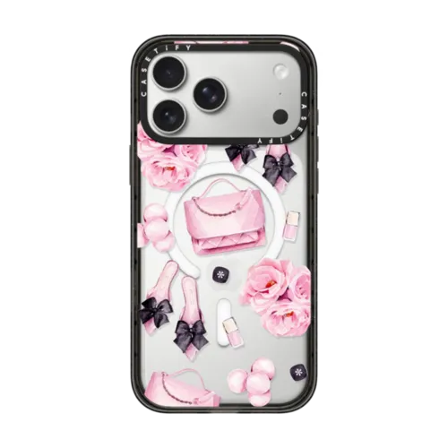 Pink fashion pattern | iPhone 17 Pro Max / Impact Case MagSafe Compatible / Black | Image 1