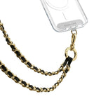 Leather Chain Cross-body Strap - Black in Champagne Gold | Image 1
