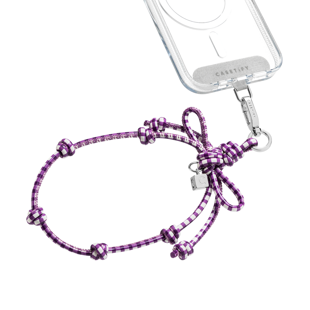 Bow Charm Wristlet - Gingham Purple | Image 1