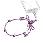 Bow Charm Wristlet - Gingham Purple | Image 1
