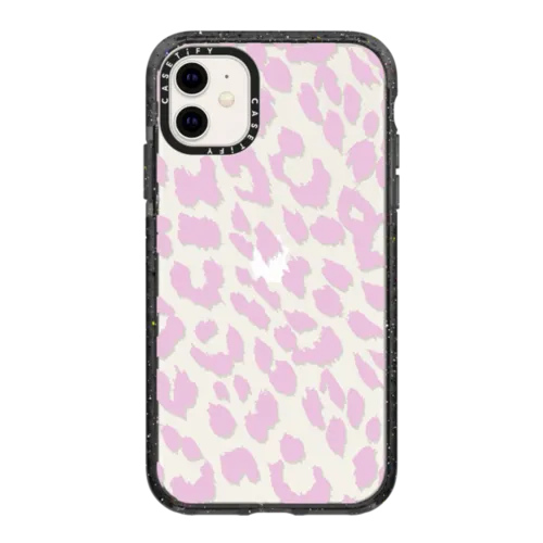 Lacie Leopard - Baby Pink | iPhone 11 / Impact Case / Black | Image 1