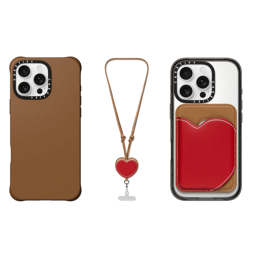 3-in-1 BioVeg Set- iPhone 16 Pro Max (Tan) & Heart Wallet (Tan) & Heart Cross-body Strap (Tan) | Image 1