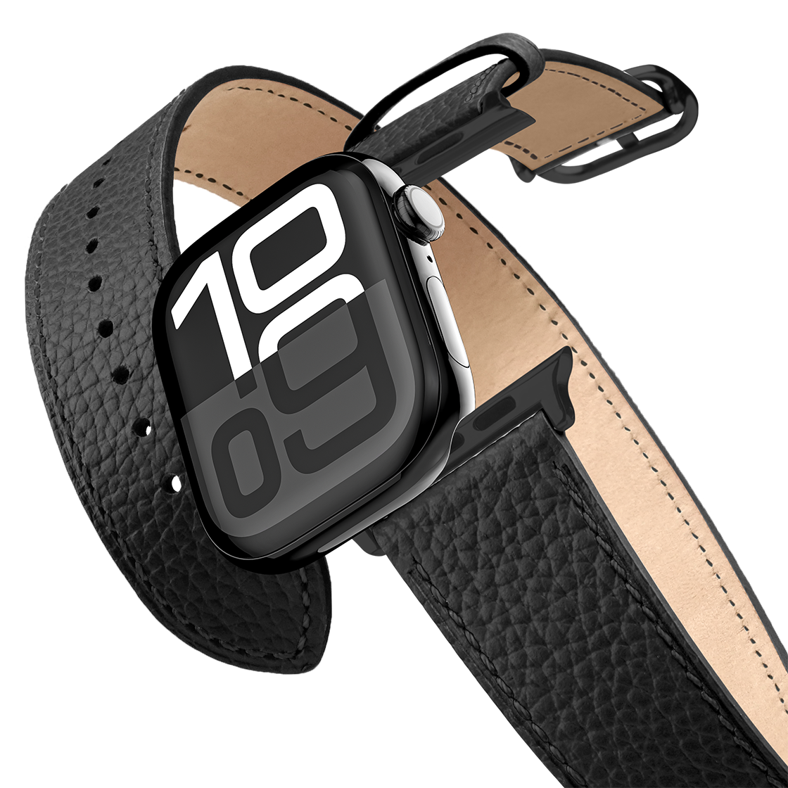 2-in-1 Italian Leather Band 46mm (Series 10) - Black | Image 1