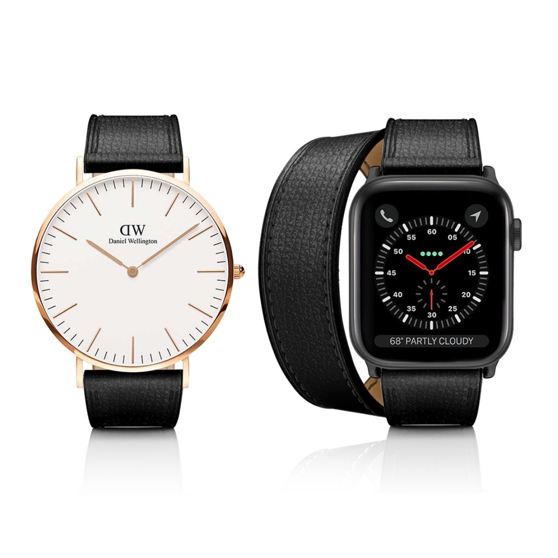 2-in-1 Italian Leather Band 41mm (Series 7-9) - Black