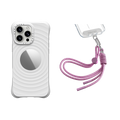 2-in-1 Essentials Garden Set 3 - Ripple Mirror Case - White - iPhone 16 Pro Max& Rope Wrist Strap - Radish | Image 1