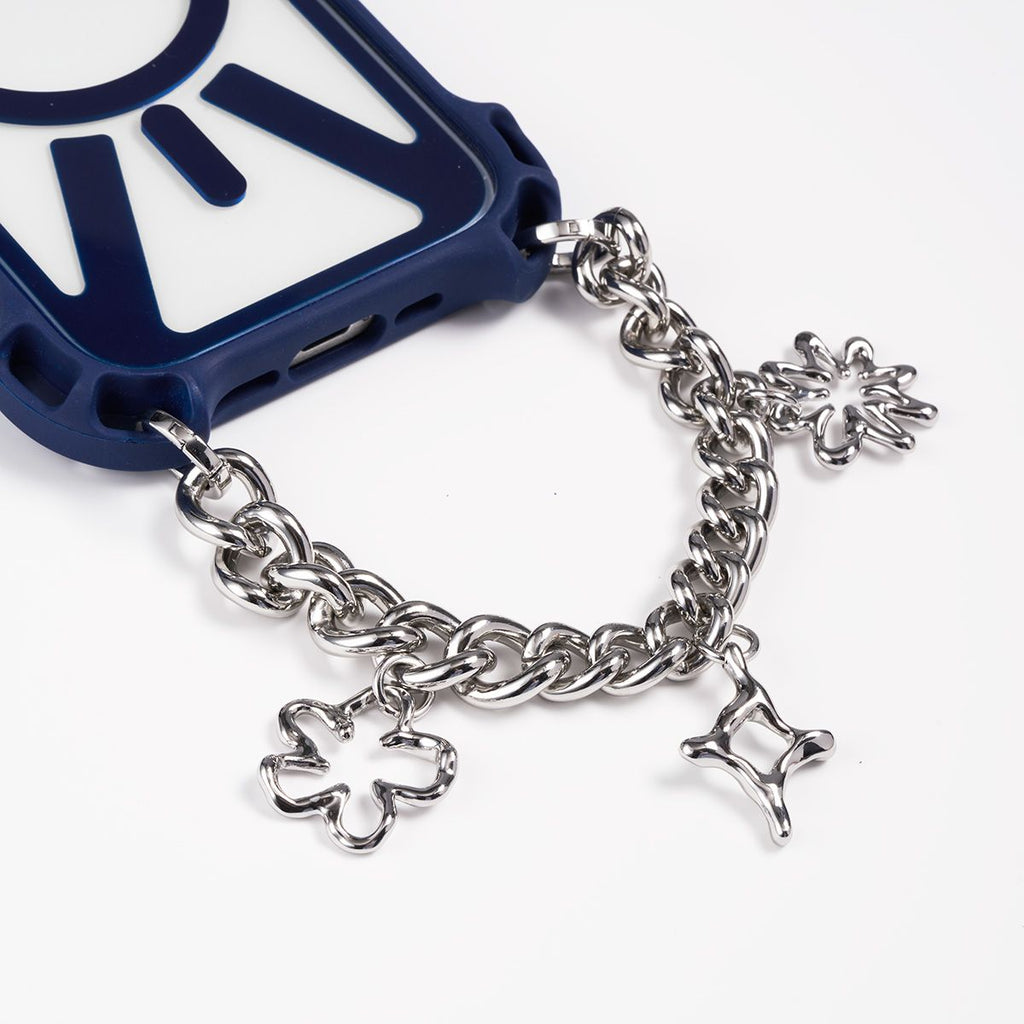 Charm Keychain - Doodle Curb Chain - Shiny Silver