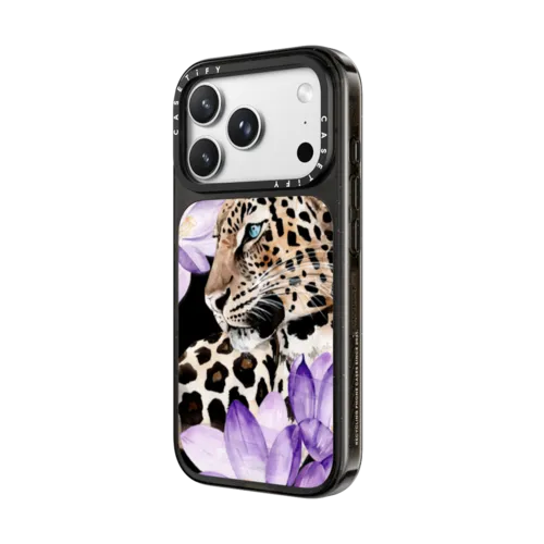 Leopard with crocuses | iPhone 18 Pro / Impact Case MagSafe Compatible - Glossy / Glossy Black | Image 2