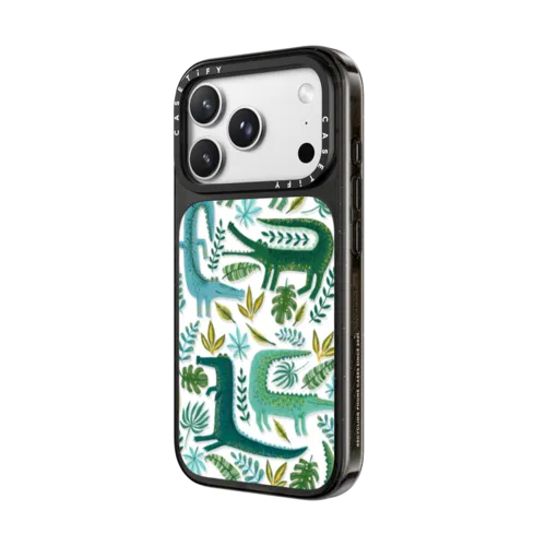 Green Crocodiles Wildlife | iPhone 18 Pro Max / Impact Case MagSafe Compatible - Glossy / Glossy Black | Image 2
