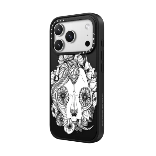 cat skull snake halloween damask bw transparent | iPhone 17 Pro Max / Impact Case MagSafe Compatible / Matte Black | Image 2