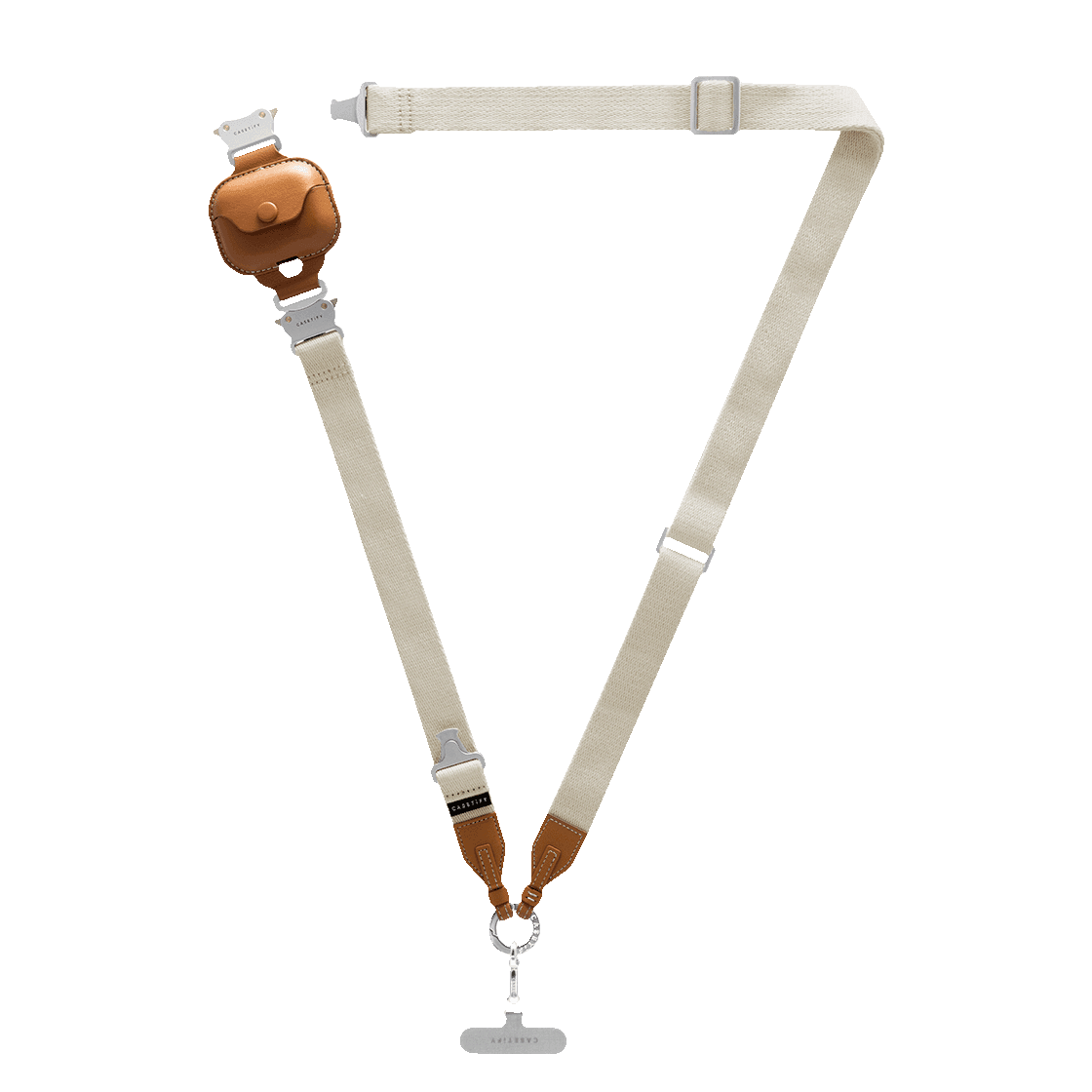 2-in-1 Utility Lanyard with Leather Earbuds - Ecru/tan - AirPods Pro 2