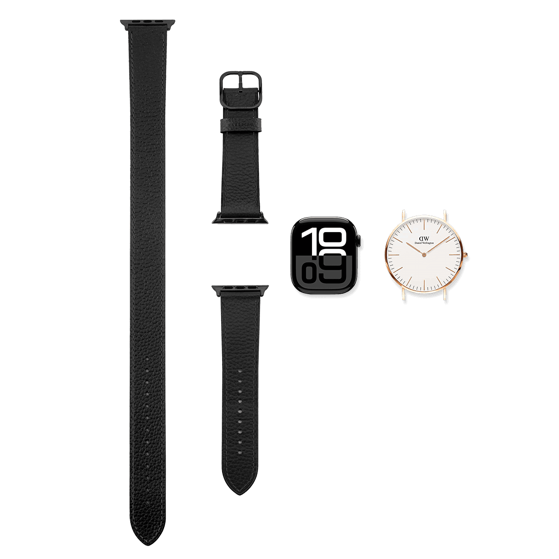 2-in-1 Italian Leather Band 42mm (Series 10) - Black
