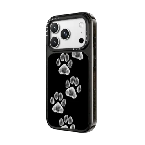 small cute white paw prints for dogs and cats lovers | iPhone 18 Pro Max / Impact Case MagSafe Compatible - Glossy / Glossy Black | Image 2