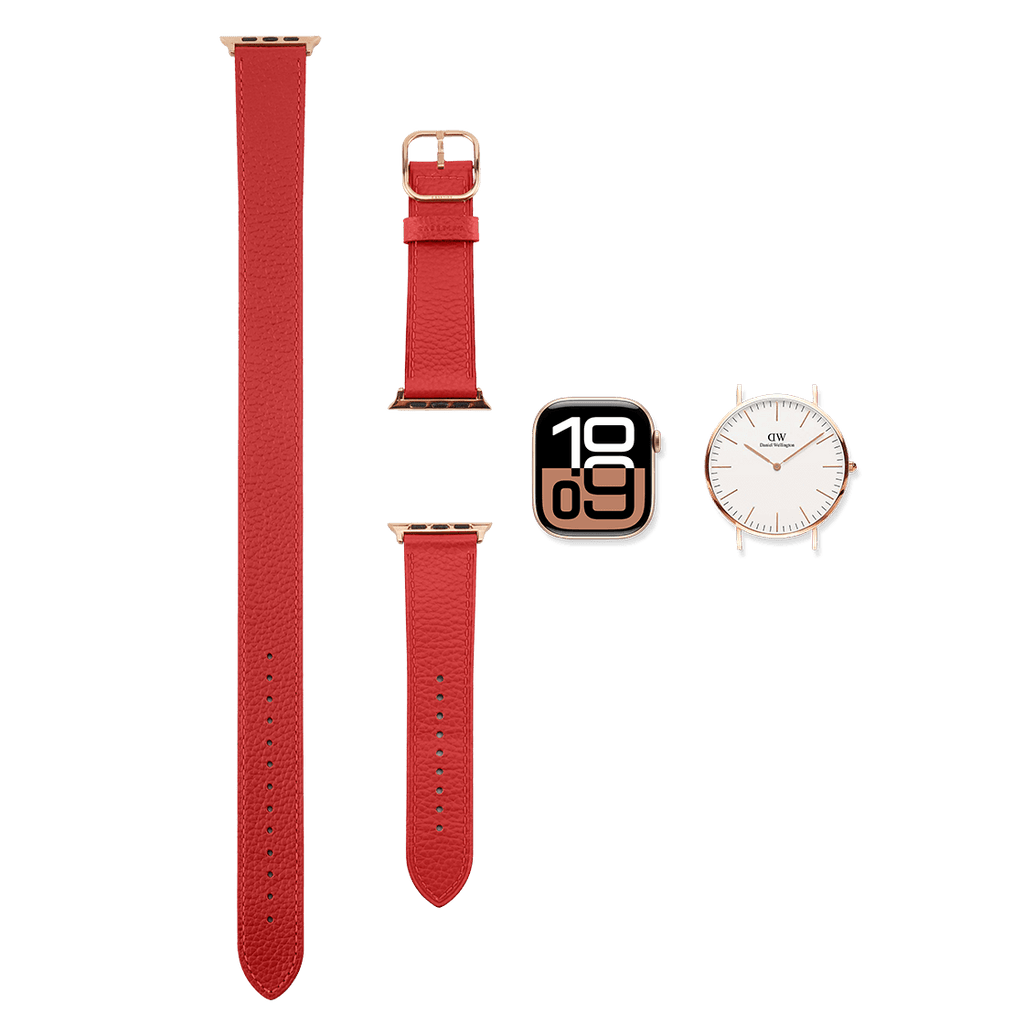 2-in-1 Italian Leather Band 42mm (Series 10) - Red
