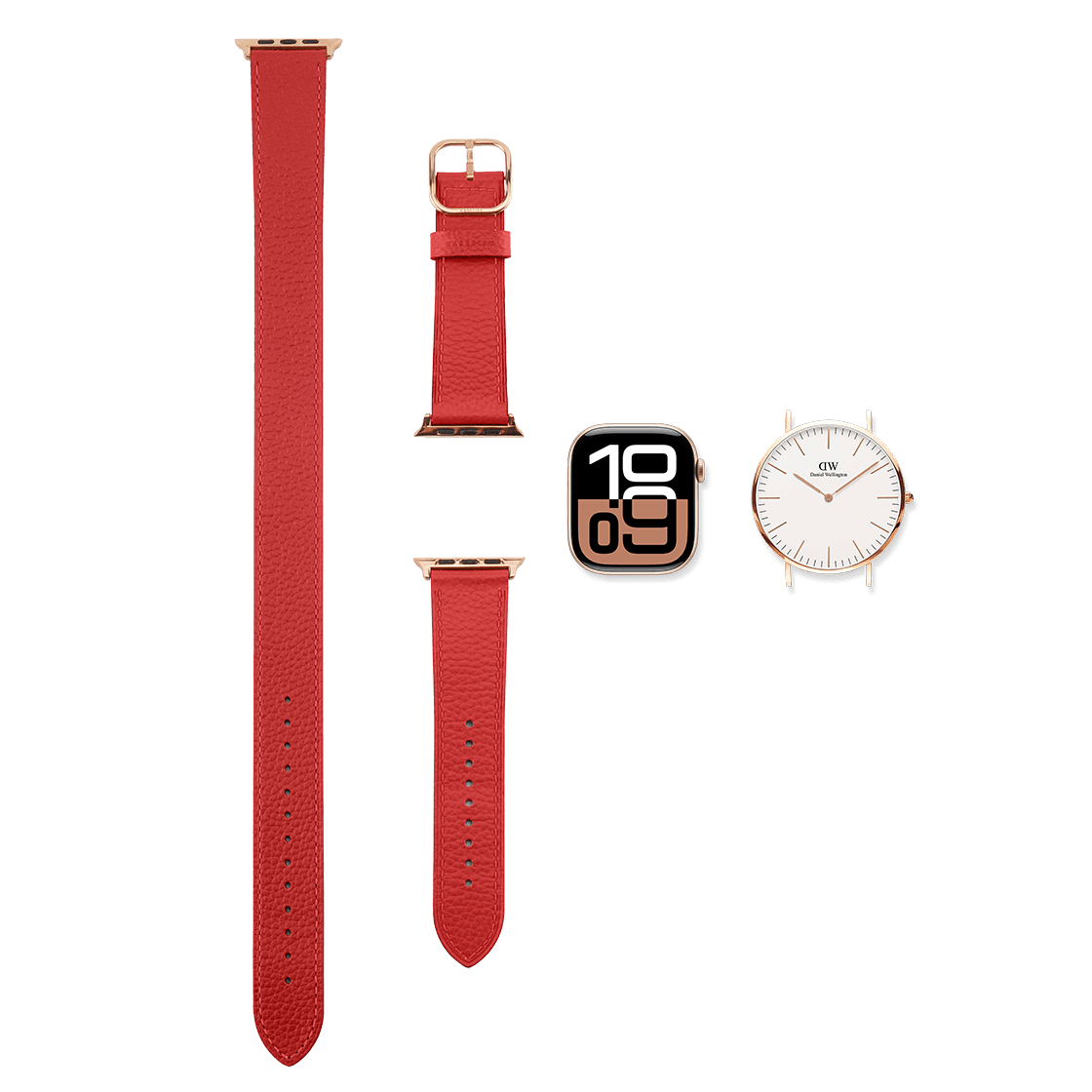 2-in-1 Italian Leather Band 46mm (Series 10) - Red