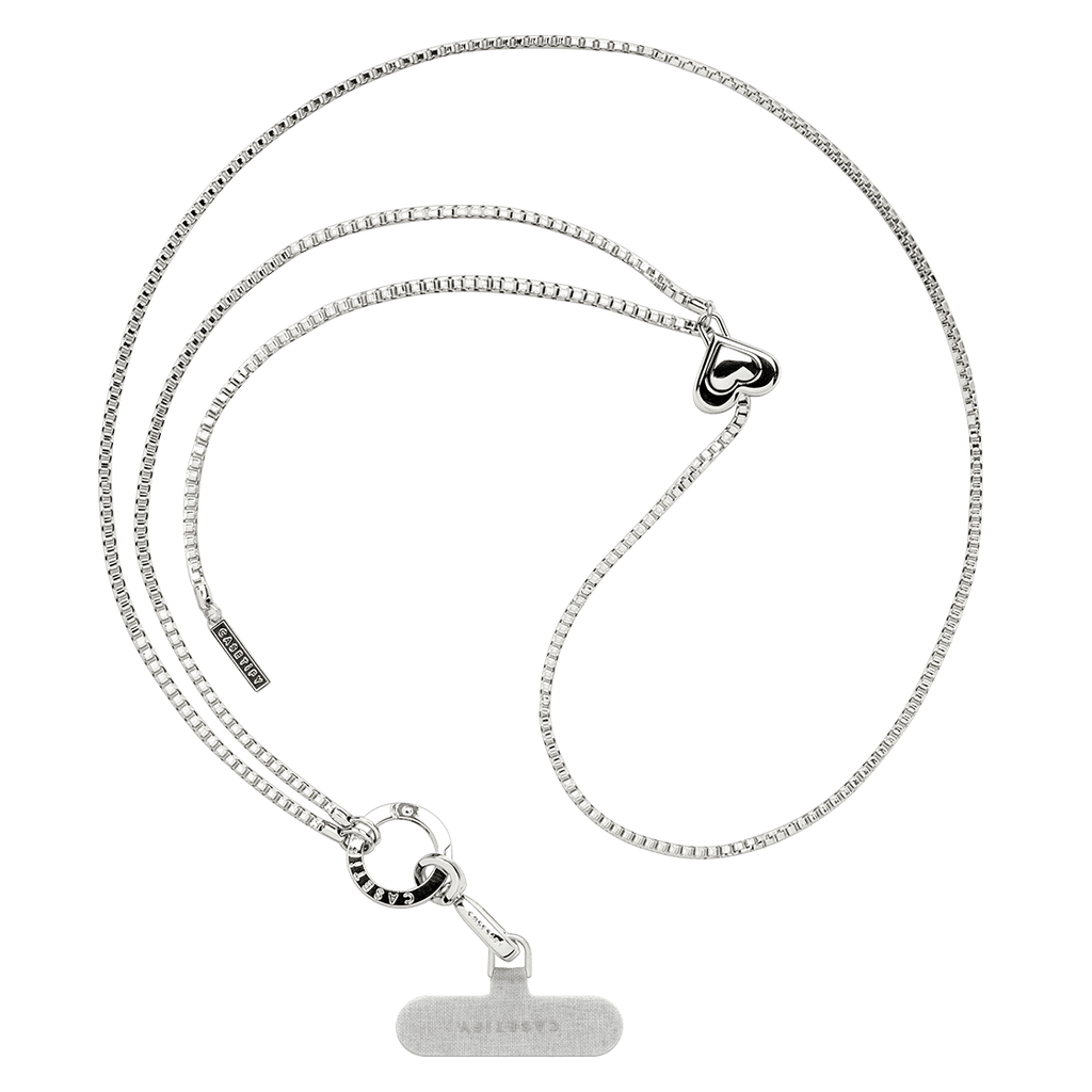 Metal Heart Cross-body Strap - Glossy Silver