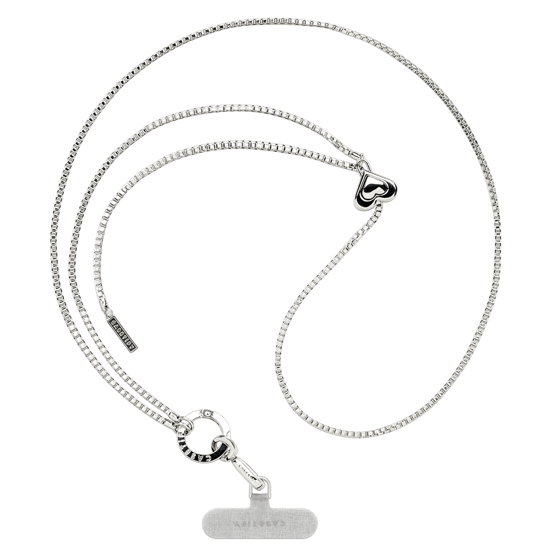 Metal Heart Cross-body Strap - Glossy Silver