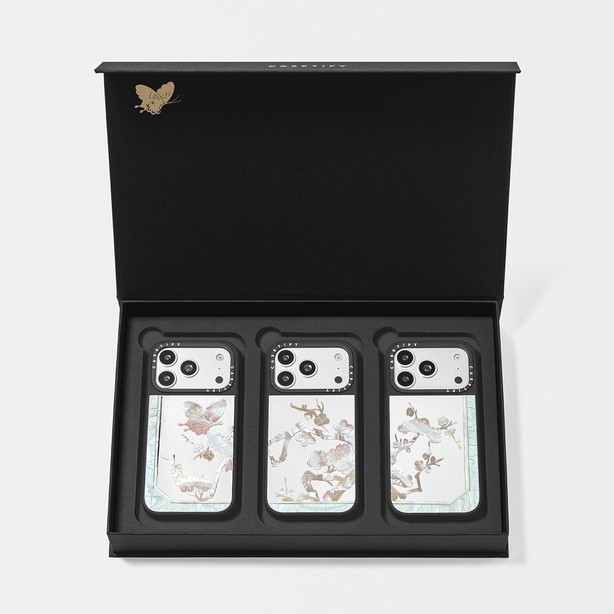 [PRE-ORDER] Miss Sohee Mother of Pearl Silver Mirror Case Box Set - Ivory - iPhone 17 Pro Max | Image 1