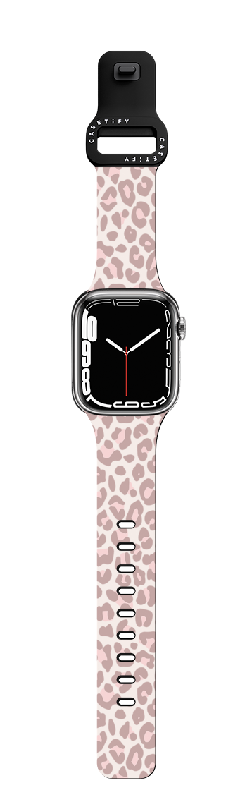 Dusty Pink Leopard Apple Watch | Apple Watch Series 7-9 (45mm) / Impact Band / Black | Image 1