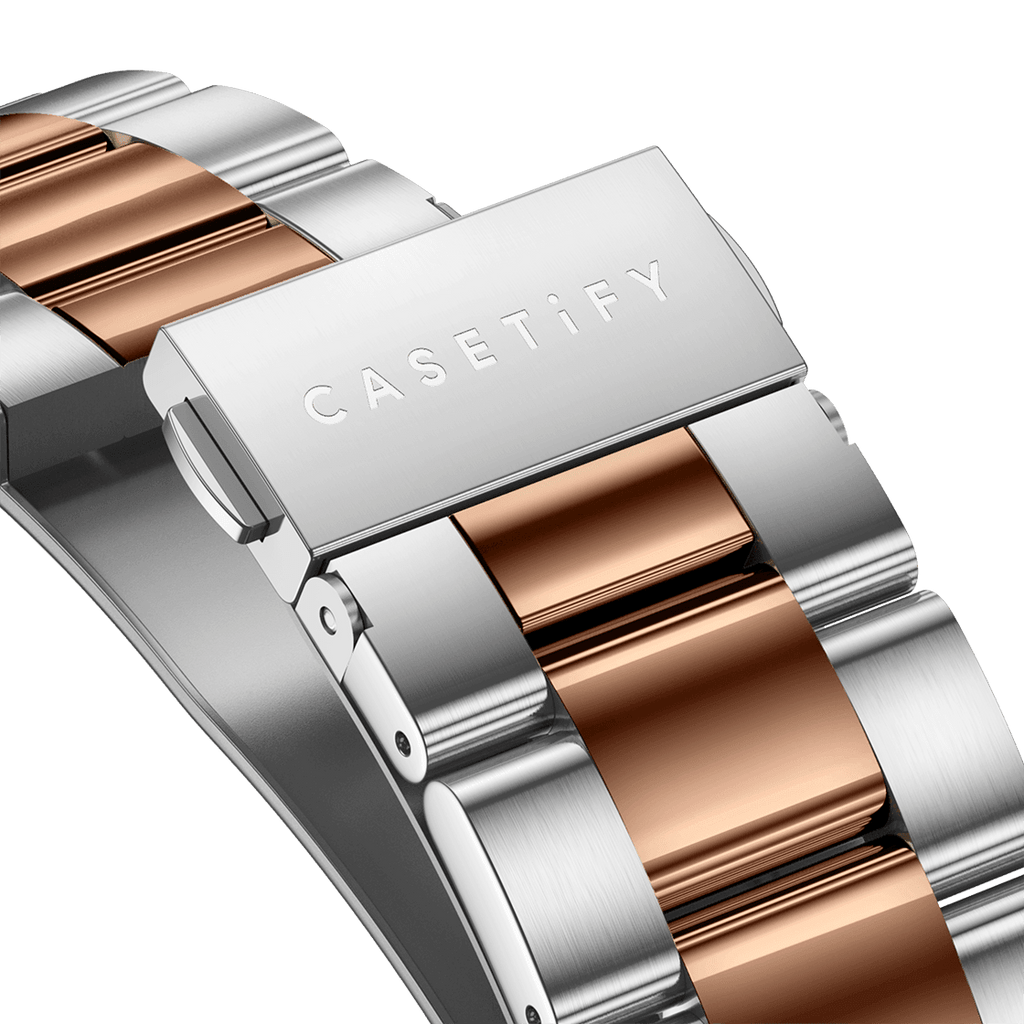 Stainless Steel 3-Link Band 45mm (Series 7-9) - Two-Tone (Rose Gold/Silver)