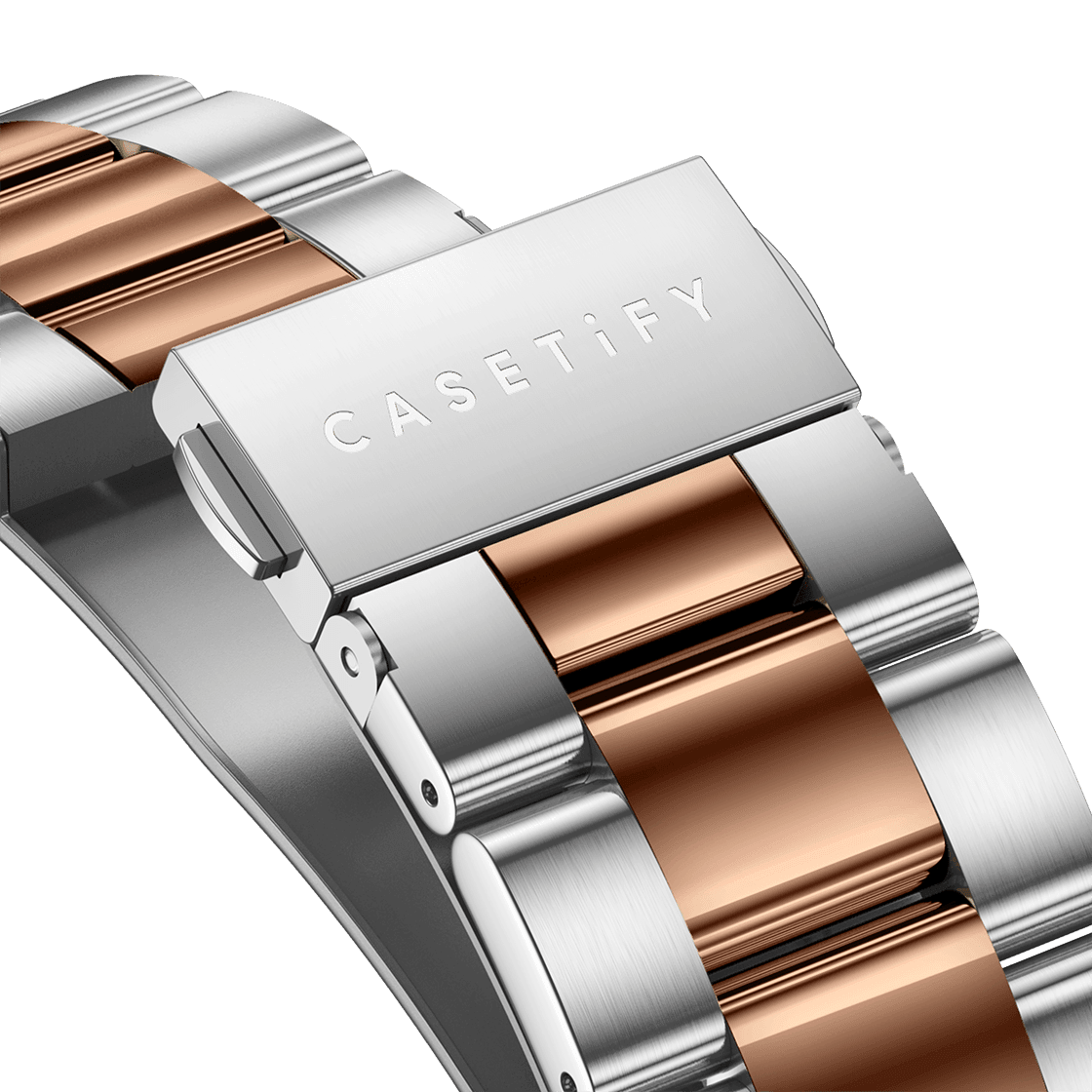 Stainless Steel 3-Link Band 45mm (Series 7-9) - Two-Tone (Rose Gold/Silver)