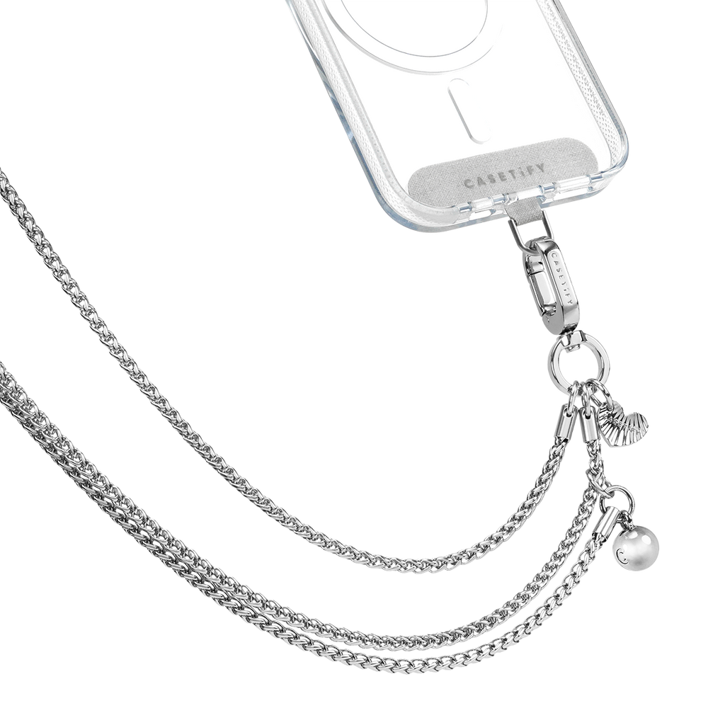 Metal Heart Cross-body Chain - Silver  | Image 1