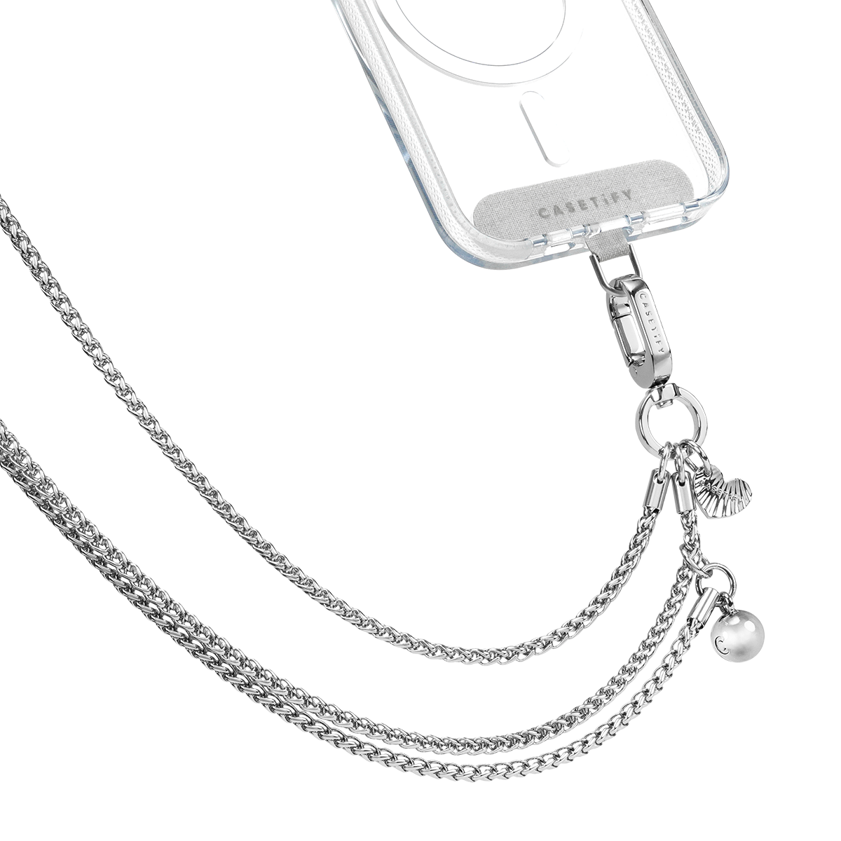 Metal Heart Cross-body Chain - Silver  | Image 1