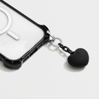 Charm Keychain - Puffy Heart - Black