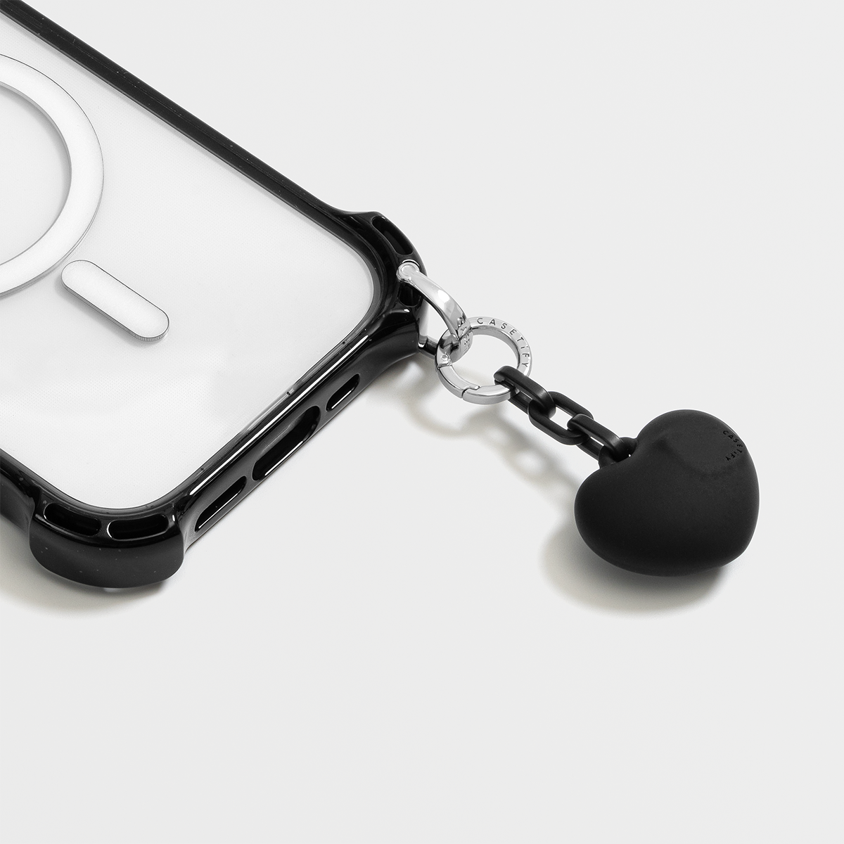 Charm Keychain - Puffy Heart - Black