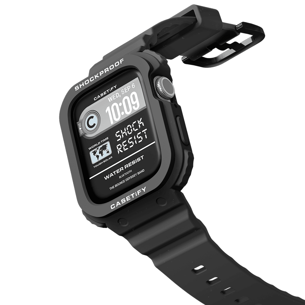 Sync It Up Set (Black) - iPhone 16 Pro Max Ultra Bounce Case MagSafe Compatible (Clear Black) & Apple Watch Series 10 46mm The Bounce Odyssey Band (Black)