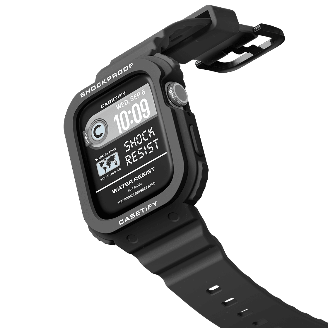Sync It Up Set (Black) - iPhone 16 Pro Max Ultra Bounce Case MagSafe Compatible (Clear Black) & Apple Watch Series 10 46mm The Bounce Odyssey Band (Black)