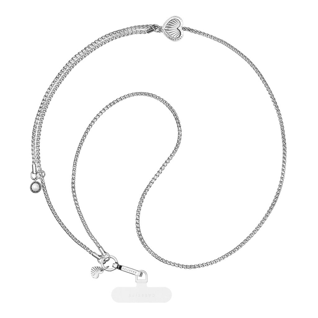Metal Heart Cross-body Chain - Silver