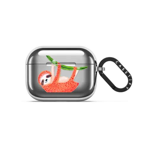 Jungle Sloth Airpods Case by Amber Davenport | AirPods Pro 3 / Earbuds Mirror Case / Silver | Image 1