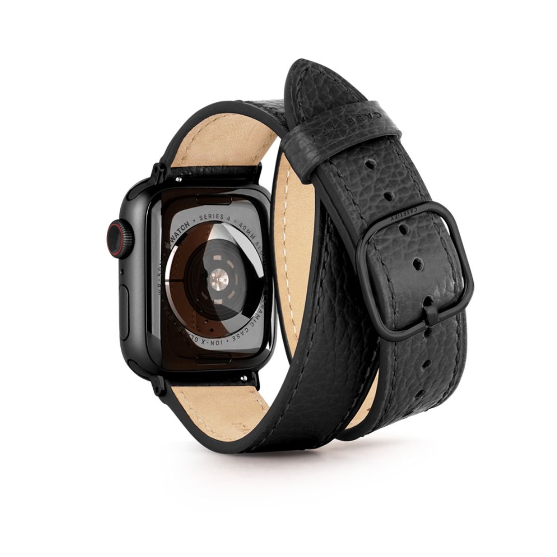 2-in-1 Italian Leather Band 46mm (Series 10) - Black