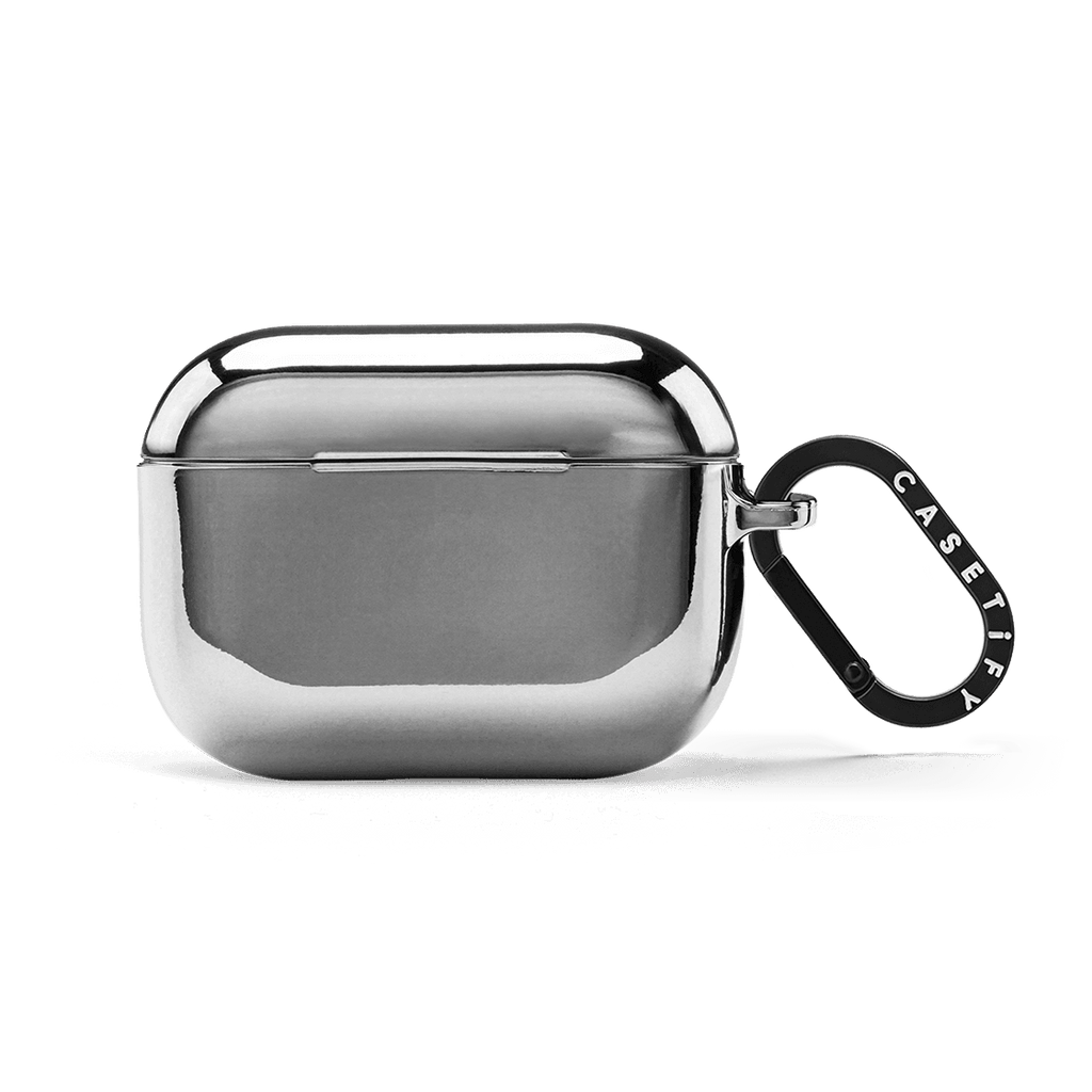 Mirror Duo Set - iPhone 16 Pro Max Mirror Case MagSafe Compatible (Silver on Black) & AirPods Pro 2 Mirror Case