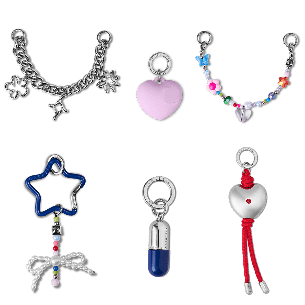 All in One Charm Set - Doodle Curb Chain & Garden Party & Twinkle Star & Red Thread of Fate & Vitamin C & Puffy Heart | Image 1